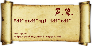 Pöstényi Máté névjegykártya